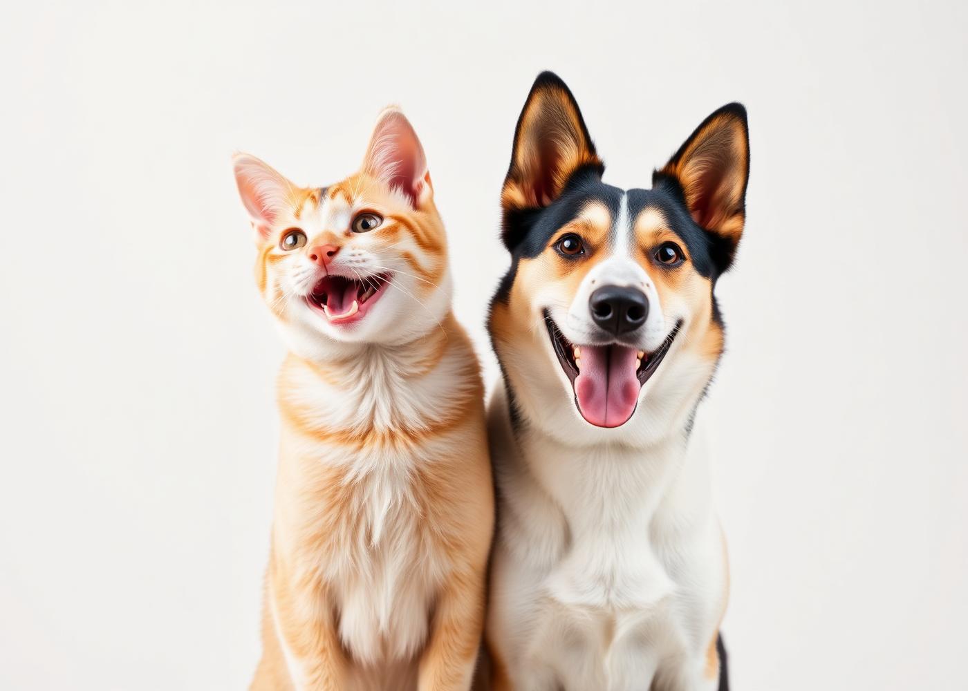 Happy cat and dog